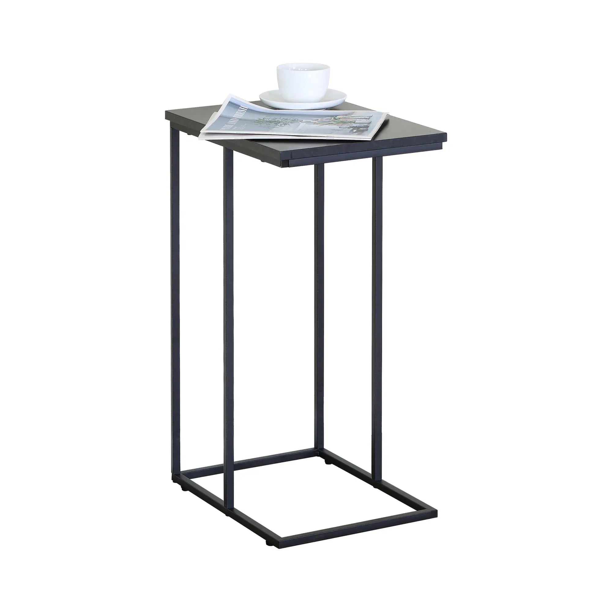 CARLA HOME C - Shape Side Table - Black Metal End Table - Classic - 2 - tier Side Table